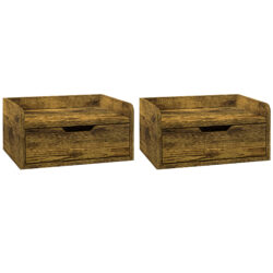 HOMCOM Floating Nightstand Set of 2 Wall Mounted Bedside Table with Storage Drawer for Bedroom, Rustic Brown Aosom UK