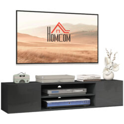 HOMCOM Floating TV Stand Cabinet for TVs up to 60", Wall Mounted TV Unit w/ Open Shelf, Storage Cupboards & Cable Management, Grey Aosom UK