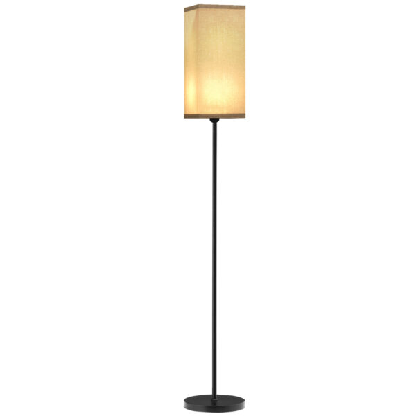 HOMCOM Floor Lamp, Modern Standing Lamp with Linen Shade, Tall Lamps for Living Room, Bedroom, with Foot Switch, Bulb not Included, Black Aosom UK