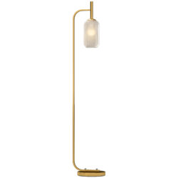 HOMCOM Floor Lamp for Living Room with Glass Lampshade, Modern Standing Lamp with Foot Switch for Bedroom, Bulb not Included, Gold Tone Aosom UK
