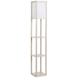 HOMCOM Floor Lamp with Shelves, 3-Tier Floor Standing Lamp, Reading Standing Lamp for Living Room, Bedroom, Office, Dorm, Oak Aosom UK