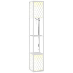HOMCOM Floor Lamp with Shelves, Dual Light, Modern Tall Standing Lamps, with Pull Chain Switch (Bulb not Included), White Aosom UK