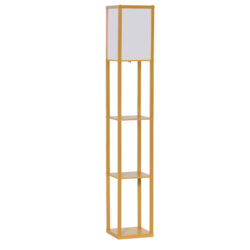 HOMCOM Floor Lamp with Shelves, Floor Standing Lamp, Floor Lights, Natural Reading Illumination for Living Spaces, Kitchen, Natural Aosom UK