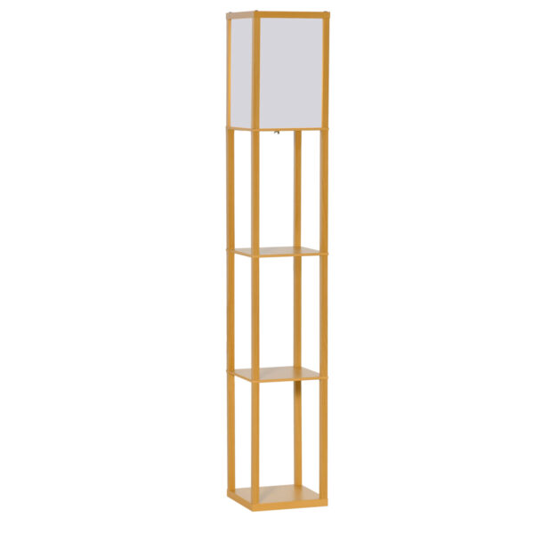 HOMCOM Floor Lamp with Shelves, Floor Standing Lamp, Floor Lights, Natural Reading Illumination for Living Spaces, Kitchen, Natural Aosom UK