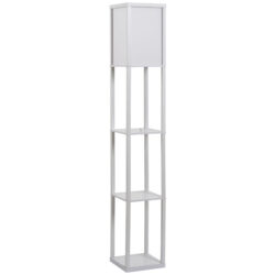 HOMCOM Floor Lamp with Shelves, Floor Standing Lamp with 4-Tier Storage Shelf, Reading Standing Lamp for Living Room, Bedroom, White Aosom UK