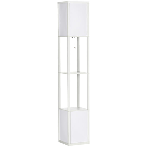 HOMCOM Floor Lamp with Shelves, Modern Floor Standing Lamp with Dual Ambient Light for Living Room, Bedroom, White Aosom UK