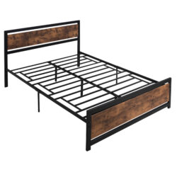 HOMCOM Full Bed Frame with Headboard & Footboard, Strong Slat Support Twin Size Metal Bed w/ Underbed Storage Space, No Box Spring Needed Aosom UK
