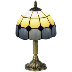 HOMCOM Handmade Stained Glass Bedroom Table Lamp, Antique Bedside Light for Bedroom, Living Room, Home, Decorative Night Light, Blue Aosom UK