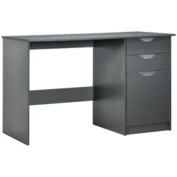 HOMCOM High Gloss Computer Desk with Drawers, Modern Writing Workstation with Storage Cabinet, PC Study Table for Home, Office, Study, Grey Aosom UK