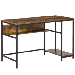 HOMCOM Home Compact Small Computer Desk Writing Study Table Office PC Workstation Gaming Studying with Storage Shelf, Rustic Brown Aosom UK