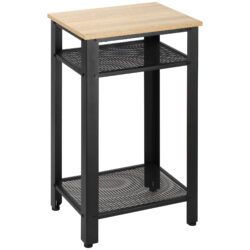 HOMCOM Industrial Chic Side Table, 3-Tier Bedside Table with 2 Storage Shelves & Metal Frame, Stylish Display Nightstand, On-Trend Design Aosom UK