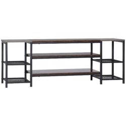 HOMCOM Industrial Media Unit: Sturdy TV Stand for 65" Screens, Living Space Storage with Shelving, Rustic Brown & Grey Aosom UK