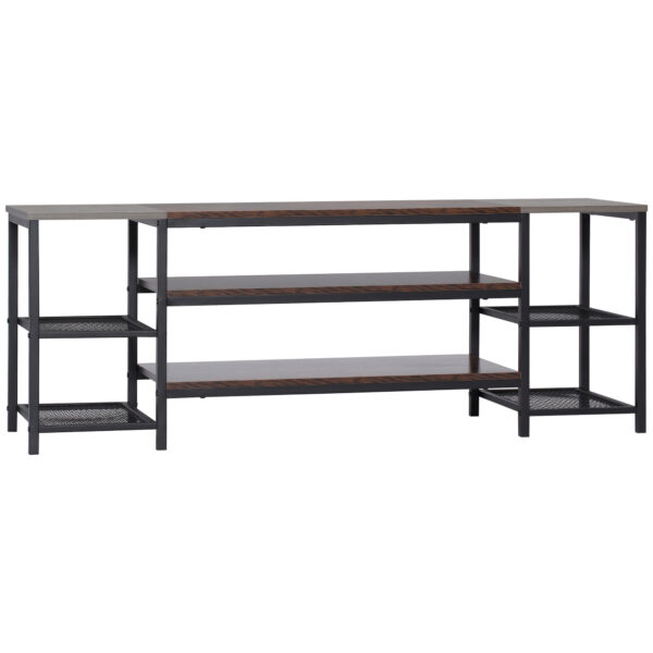HOMCOM Industrial Media Unit: Sturdy TV Stand for 65" Screens, Living Space Storage with Shelving, Rustic Brown & Grey Aosom UK