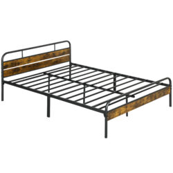 HOMCOM Industrial-Style King Bed Frame - Black/Brown Aosom UK
