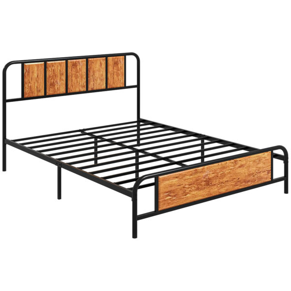 HOMCOM King Size Metal Bed Frame, Industrial Style Base with Headboard, Footboard, Steel Support Slats, Underbed Storage Space, 160 x 207cm Aosom UK