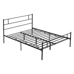 HOMCOM King Size Metal Bed Frame, Solid Bedstead with Headboard, Footboard, Metal Slat Support, Underbed Storage, Bedroom Furniture Aosom UK
