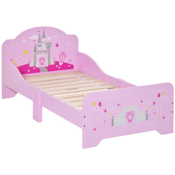 HOMCOM MDF Kids Castle Design Kids Single Bed Pink Aosom UK