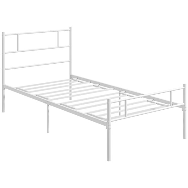 HOMCOM Metal Single Bed Frame with Headboard, Footboard, Metal Slat Support, 31cm Underbed Storage Space. Aosom UK