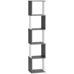 HOMCOM Modern 5-Tier Bookshelf, Freestanding Bookcase Storage Shelving for Living Room Home Office Study, Dark Grey Aosom UK