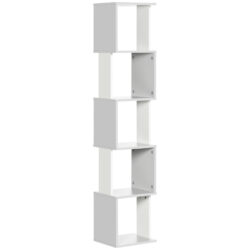 HOMCOM Modern 5-Tier Bookshelf, Freestanding Bookcase Storage Shelving for Living Room Home Office Study, Light Grey Aosom UK