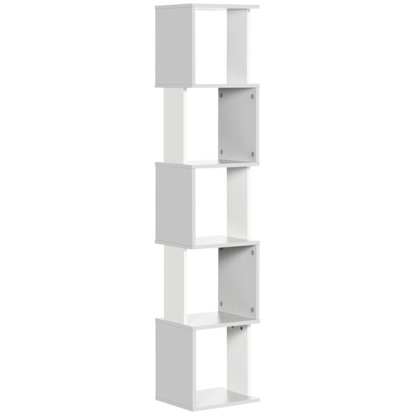 HOMCOM Modern 5-Tier Bookshelf, Freestanding Bookcase Storage Shelving for Living Room Home Office Study, Light Grey Aosom UK