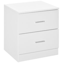 HOMCOM Modern Bedside Table, 2 Drawer Nightstand, Bedroom Living Room Side Storage Unit, Oak Aosom UK