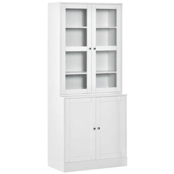 HOMCOM Modern Bookcase with Doors, Display Storage Cabinet with Adjustable Shelves for Living Room, Study, Office, White Aosom UK