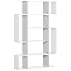 HOMCOM Modern Bookshelf, 5-Tier Bookcase with 13 Open Shelves, Freestanding Decorative Storage for Home Office, Study - White Aosom UK