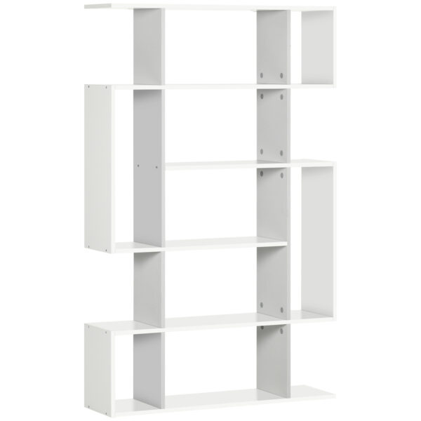 HOMCOM Modern Bookshelf, 5-Tier Bookcase with 13 Open Shelves, Freestanding Decorative Storage for Home Office, Study - White Aosom UK