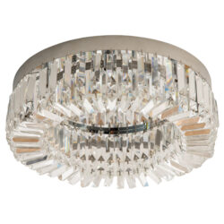 HOMCOM Modern Crystal Ceiling Lamp, Chandelier Ceiling Light for Living Room, Bedroom, Dining Room, Hall, Silver Aosom UK