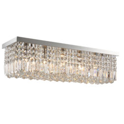 HOMCOM Modern Crystal Ceiling Light Square Crystal Chandelier for Living Room, Dining Room, Hall, E14 Base, Silver, 80 x 25 x 23cm Aosom UK