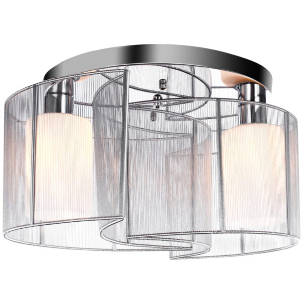 HOMCOM Modern Design Mini Style Flush Mount Ceiling Light with Flush Metal Finish Chandelier for Hallway, Dining Room, Living Room - White Aosom UK