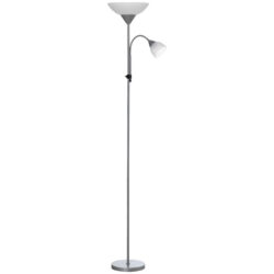 HOMCOM Modern Floor Reading Lamp 2 Adjustable Heads Light Steel Base Living Room Bedroom Office, 179.5cm Aosom UK