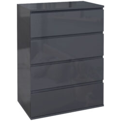 HOMCOM Modern High Gloss Chest of Drawers, 4-Drawer Bedroom Storage Dresser, Stylish Furniture Aosom UK