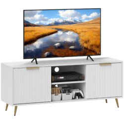 HOMCOM Modern TV Stand Cabinet for TVs up to 55", TV Unit with Shelves and Cabinets, Entertainment Centre for Living Room, White Aosom UK