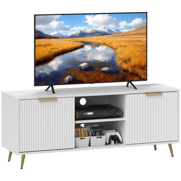 HOMCOM Modern TV Stand Cabinet for TVs up to 55", TV Unit with Shelves and Cabinets, Entertainment Centre for Living Room, White Aosom UK