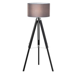 HOMCOM Modern Tripod Standing Lamps for Living Room with Fabric Lampshade, Floor Lamps for Bedroom, (Bulb not Included), Grey and Black Aosom UK