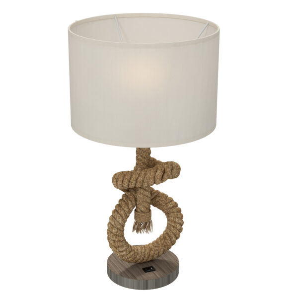 HOMCOM Nautical LED Desk Lamp: USB Port, Ambient Bedroom Light, Home Office Décor, Beige Aosom UK