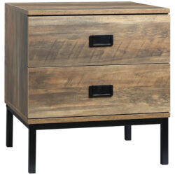 HOMCOM Retro Bedside Table with 2 Drawers, Metal Frame End Side Table for Bedroom, Living Room, Coffee Aosom UK
