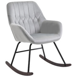 HOMCOM Rocking Chair Reading Accent Armchair with Steel Frame Sponge Padded for Living Room, Dining Room, Office, Balcony, Grey and Black Aosom UK