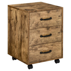 HOMCOM Rolling File Cabinet with 3 Drawers, Under Desk Mobile Filing Organizer Home Office Bedroom Furniture Aosom UK