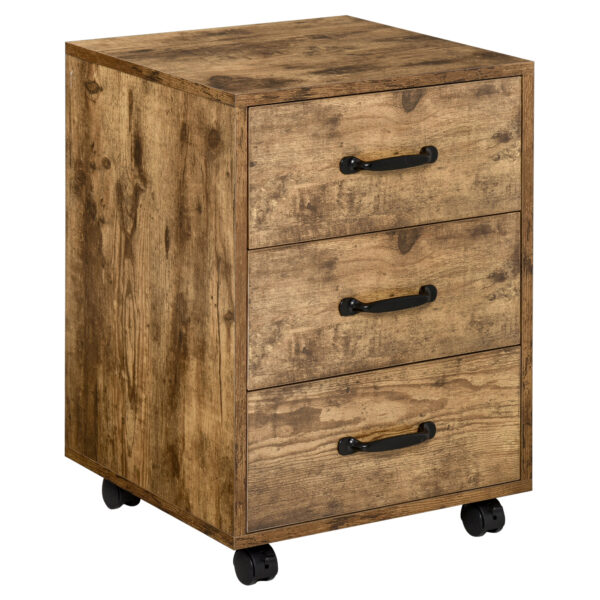 HOMCOM Rolling File Cabinet with 3 Drawers, Under Desk Mobile Filing Organizer Home Office Bedroom Furniture Aosom UK