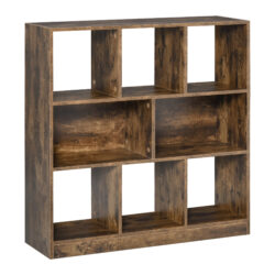 HOMCOM Rustic Bookcase: 3-Tier Storage Shelf Display Rack for Home Office, Living Room, Playroom Aosom UK