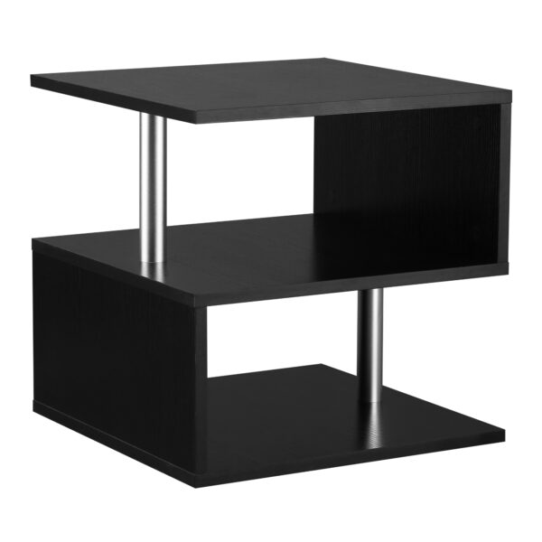 HOMCOM S-Shape Coffee Table, 2-Tier Storage Shelves, Versatile Organizer for Home Office, Black Aosom UK
