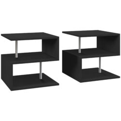 HOMCOM S Shape Cube Coffee Table, 2 Tier Storage, Black, Set of 2, Versatile Organizer for Living Room, Office Aosom UK