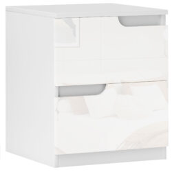 HOMCOM Set of Two High Gloss Bedside Tables - White