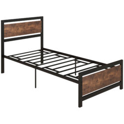 HOMCOM Single Metal Bed Frame, Strong Slat Support, Headboard & Footboard, Solid Bedstead Base with Underbed Storage, Black Aosom UK