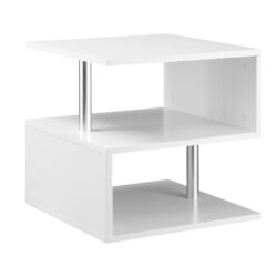 HOMCOM Sinuous Storage: S-Shape Coffee Table with 2-Tier Shelves, Versatile Living Room & Home Office Organizer, Crisp White Aosom UK