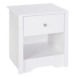 HOMCOM Solid Wood Bedside Cabinet with Drawer and Shelf, Nightstand Chest for Bedroom Furniture, White Aosom UK