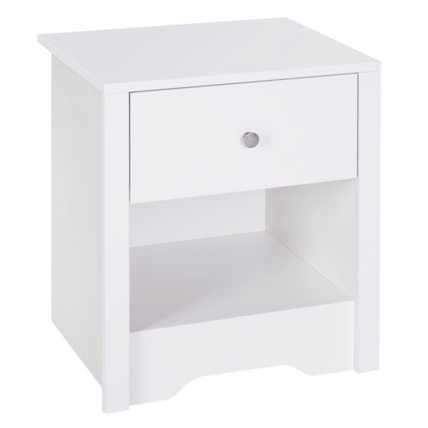 HOMCOM Solid Wood Bedside Cabinet with Drawer and Shelf, Nightstand Chest for Bedroom Furniture, White Aosom UK